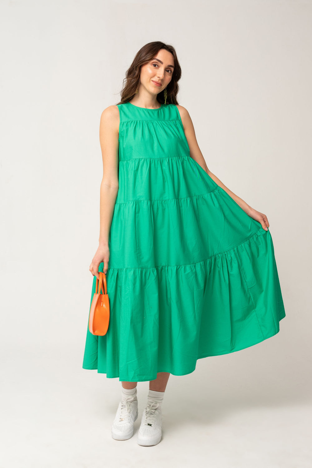 Robe superposée taille midi benetton vert