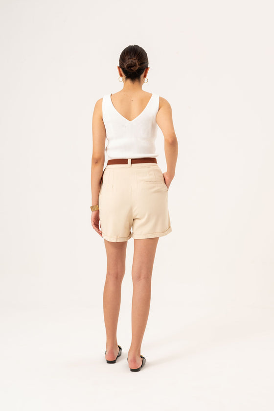 DOUBLE LEG SHORTS WITH DOUBLE PLEATS