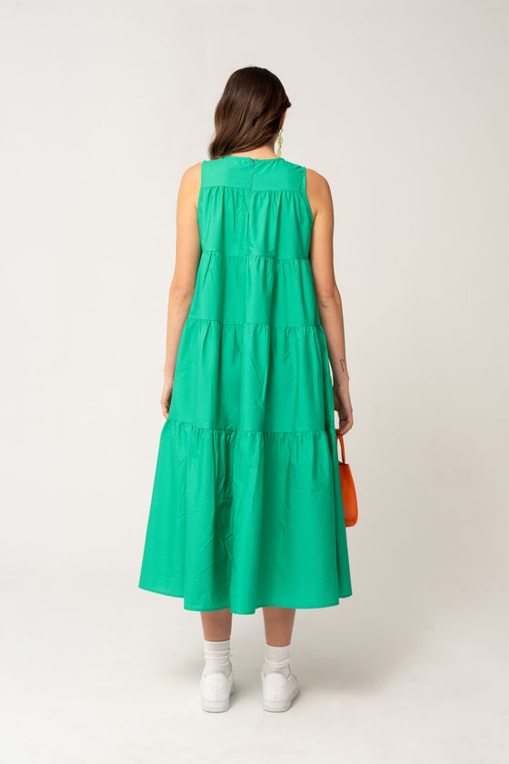 Layered Midi Size Dress benetton Green