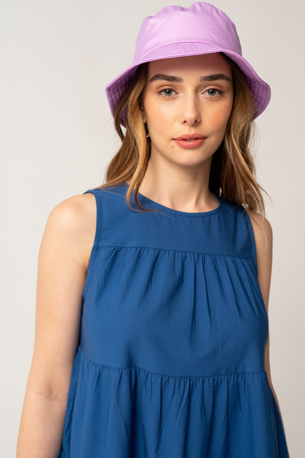 Layered Midi Size Dress Indigo Blue