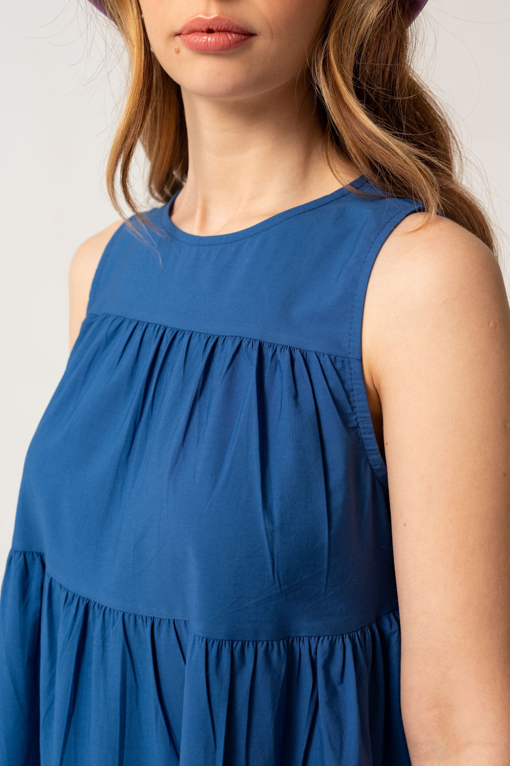 Layered Midi Size Dress Indigo Blue