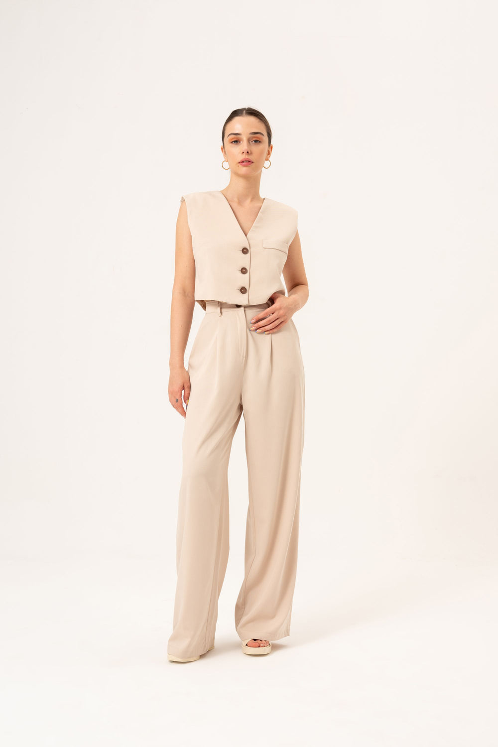 VEST-TROUSER SUIT - STONE