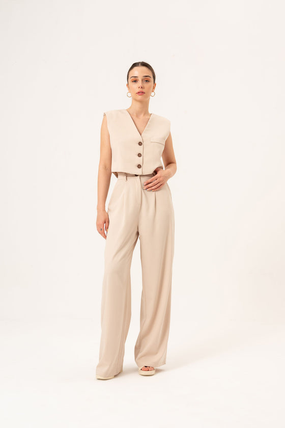 VEST-TROUSER SUIT - STONE