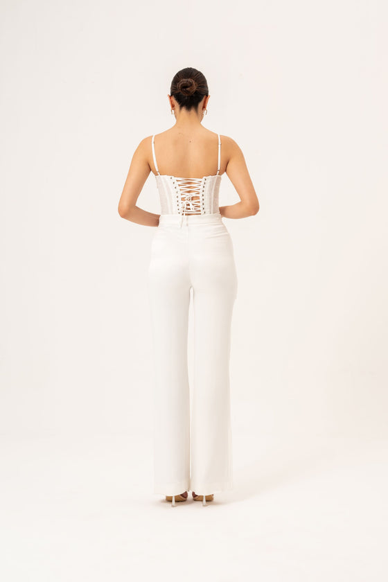 Top corset en dentelle - Blanc