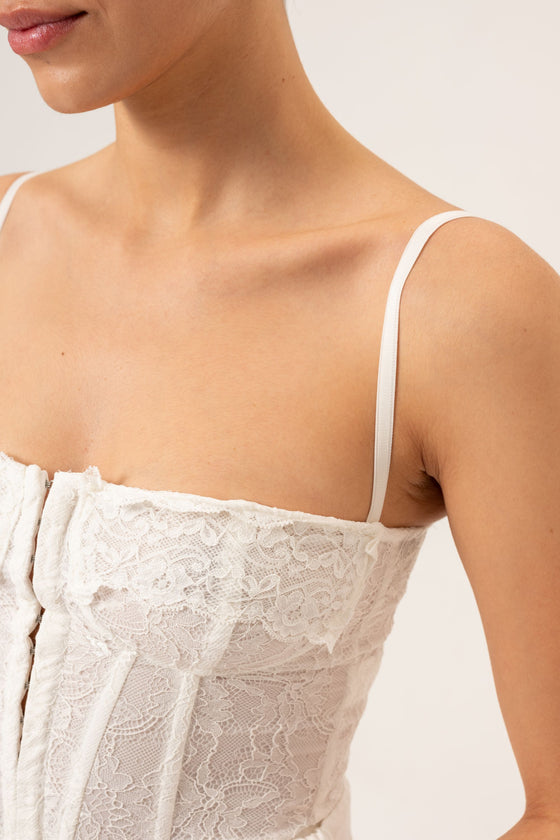 Top corset en dentelle - Blanc