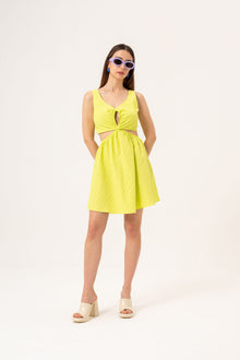  CUT OUT DETAIL MIDI DRESS - LIGHT GREEN