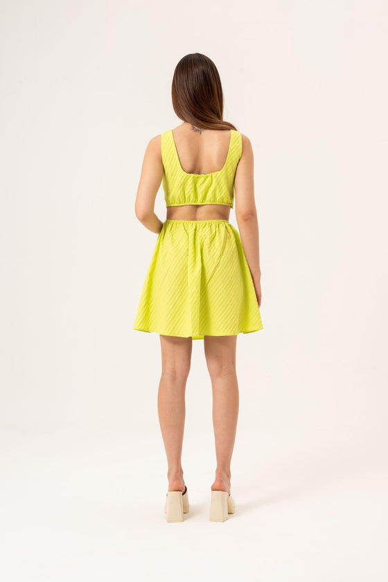 CUT OUT DETAIL MIDI DRESS - LIGHT GREEN