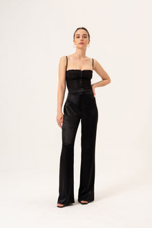  SATIN FLARE PANTS - BLACK