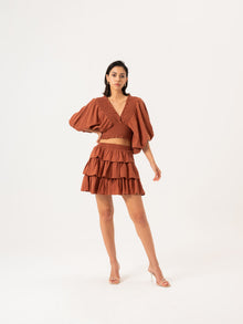  Flounced Skirt - Brown