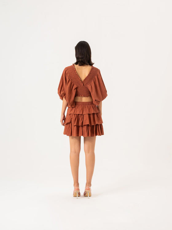 Flounced Skirt - Brown