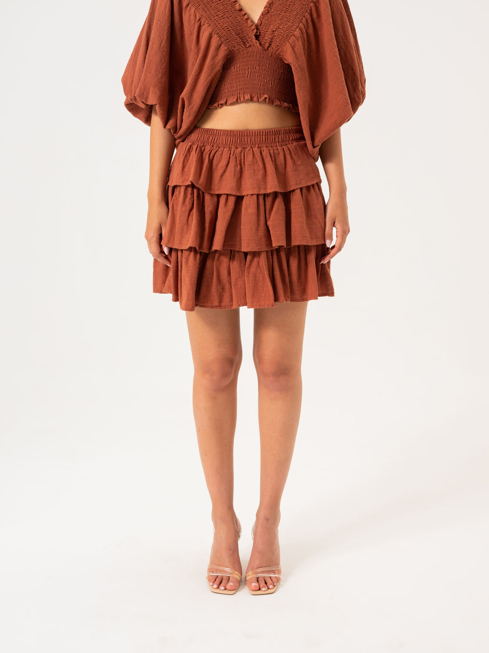 Flounced Skirt - Brown