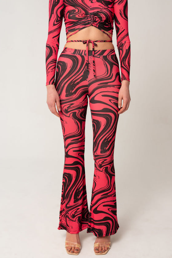 Pantalon large à motifs fuchsia