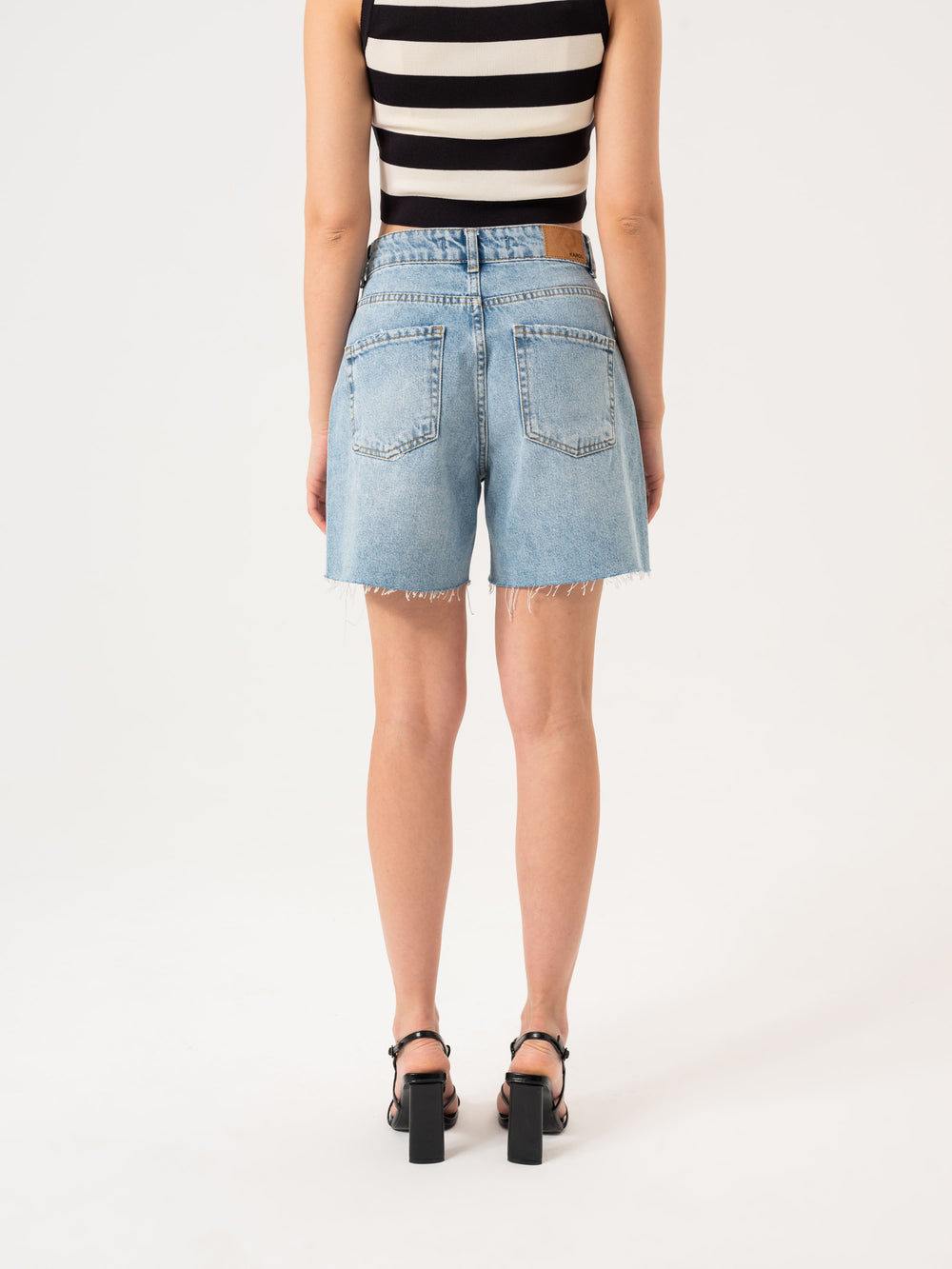 Ripped Side Leg Denim Shorts