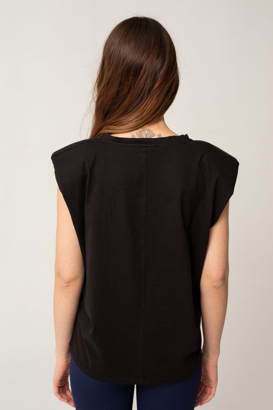 T-shirt With Padded Black