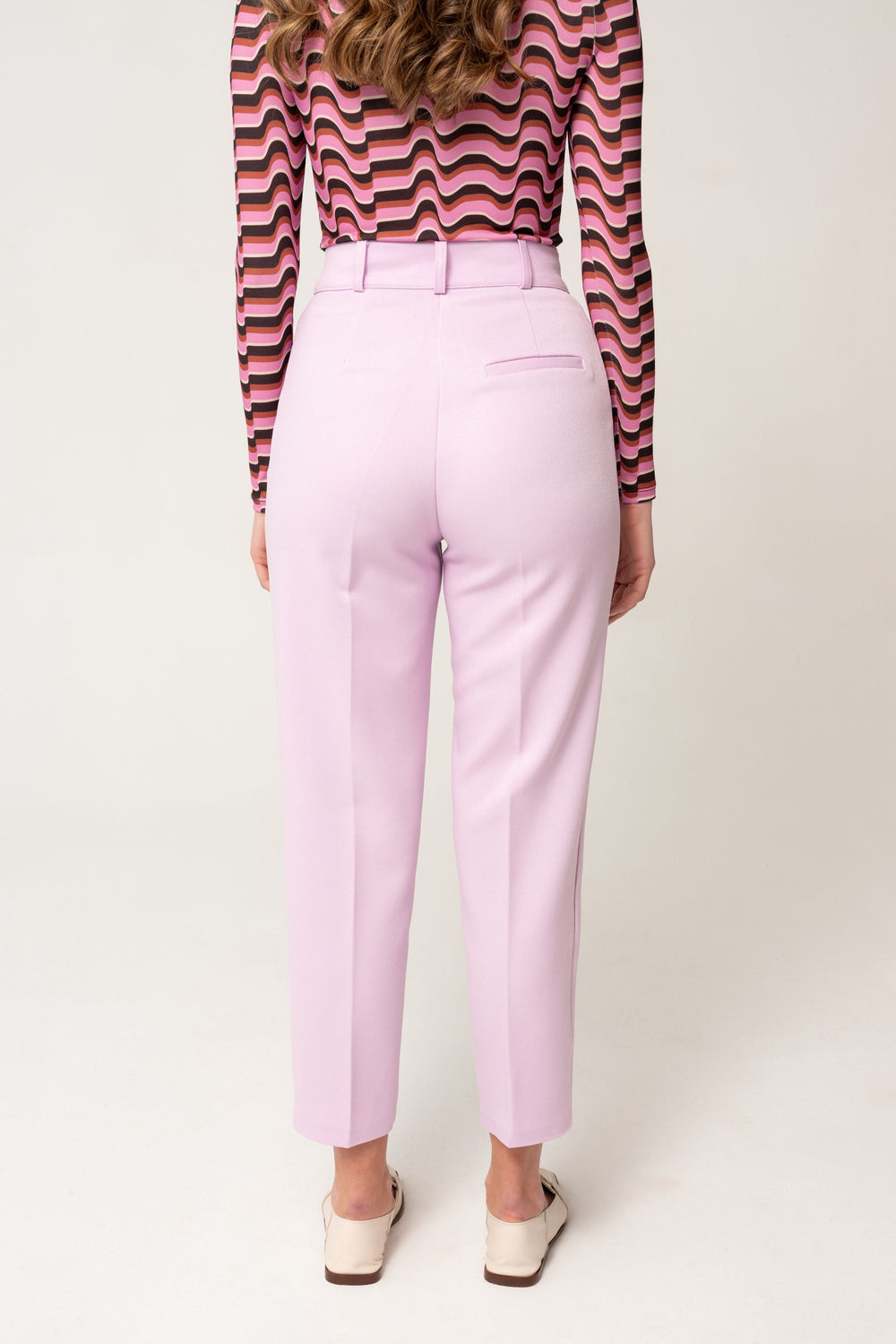 Roze broek met hoge taille