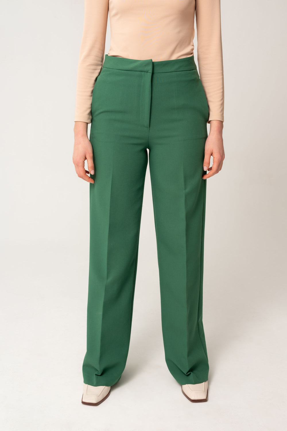 Groene broek met hoge taille