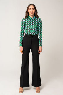  Patterned Micro Shirt Green Mix