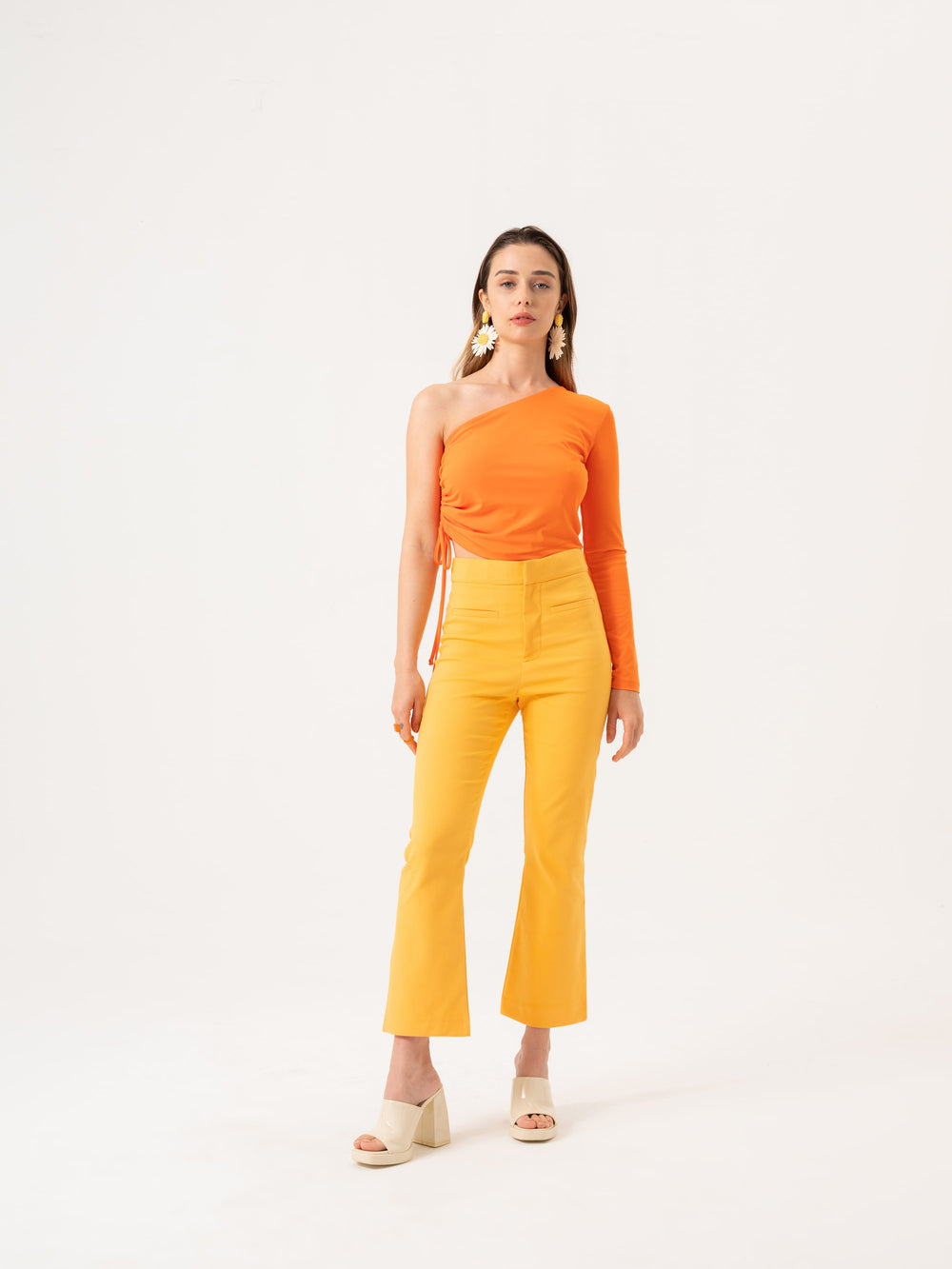 Slash Shoulder Blouse - Orange