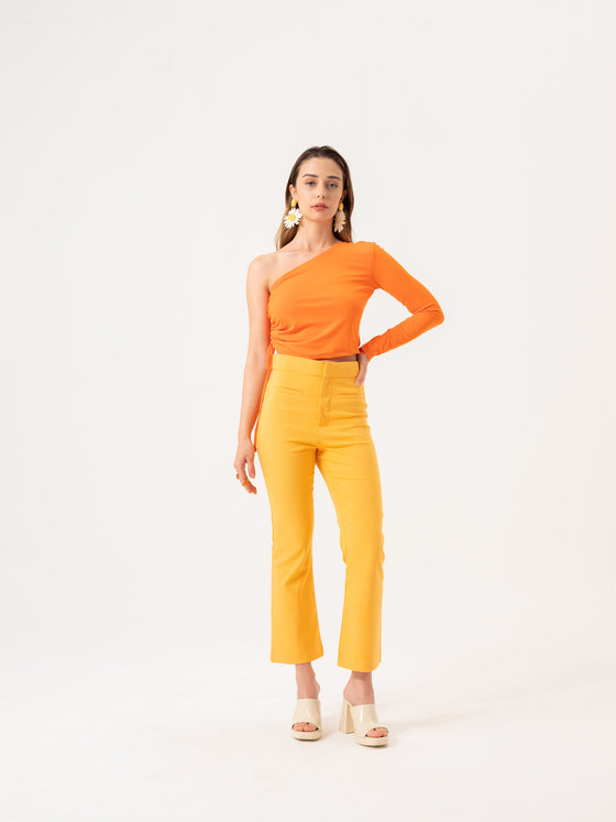 Slash Shoulder Blouse - Orange