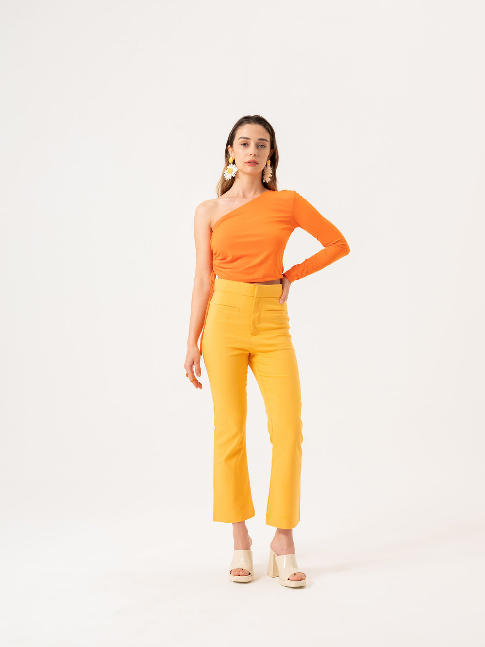 Elastic belted pants - Marigold