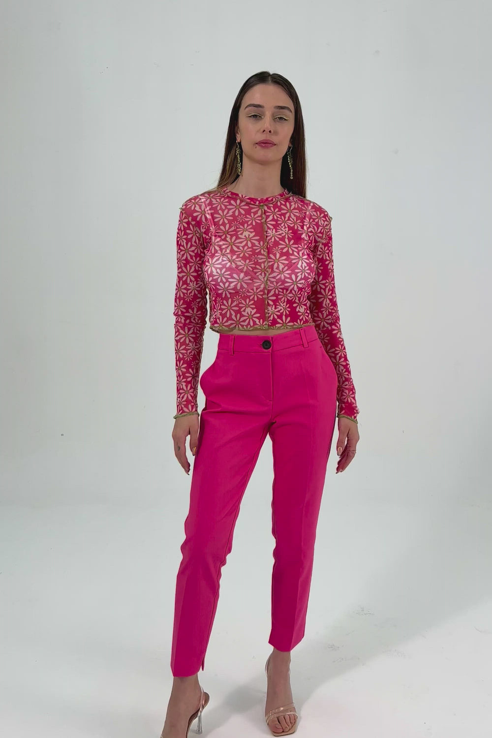 Top transparant - Fuchsia