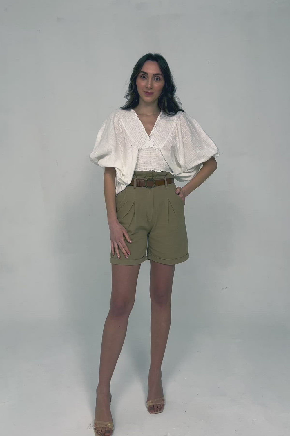 Pleated Gabardine Shorts