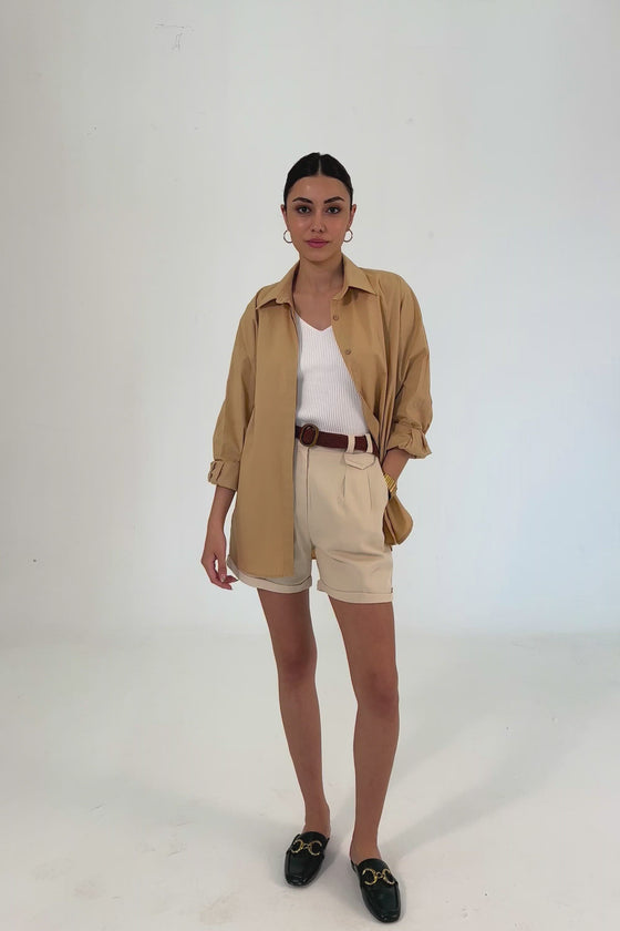 OVERSIZED SHIRT - BEIGE