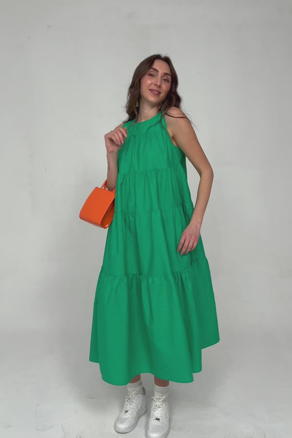 Robe superposée taille midi benetton vert